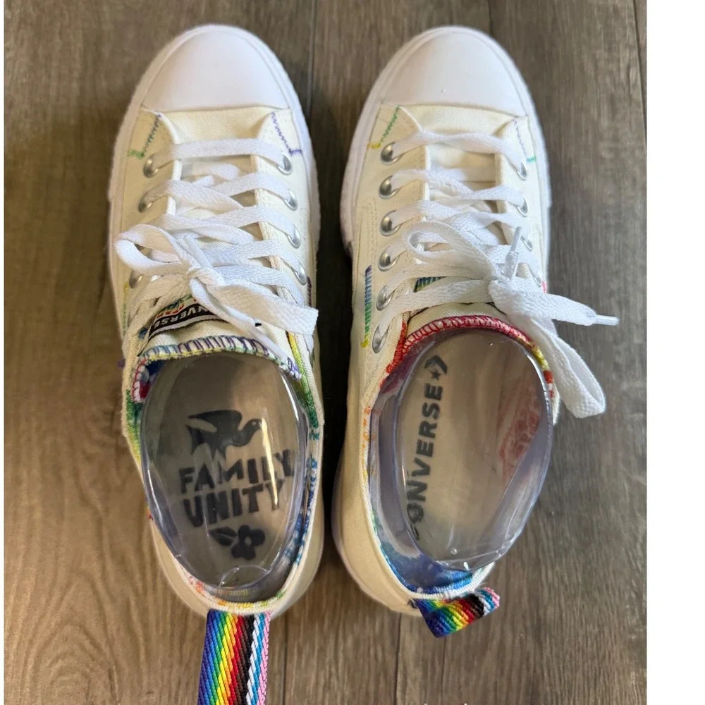 Converse Chuck Taylor All Star Lift Pride Rainbow White Platform Womens 7.5 - Picture 5 of 10